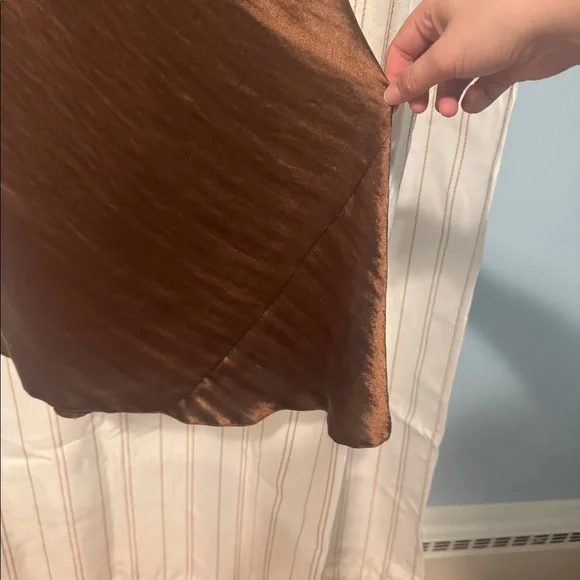 Brown silk midi dress - Picture 4 of 8